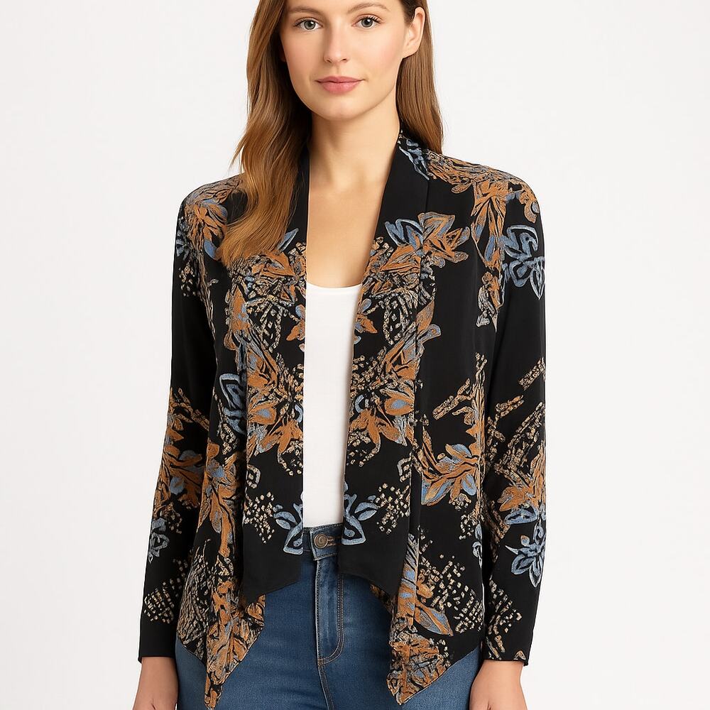 Twelfth Street by Cynthia Vincent Silk Waterfall Jacket Size‎ P Abstract Print